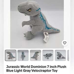 Jurassic World Gray velociraptor, Small Plush Stuffed Dinosaur